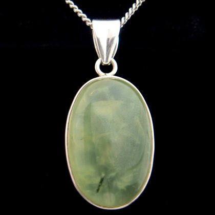 Jade & Silver Pendant - Oval 33mm