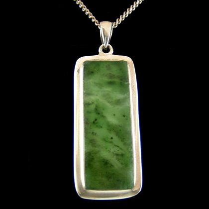 Jade & Silver Pendant - Rectangle 45mm