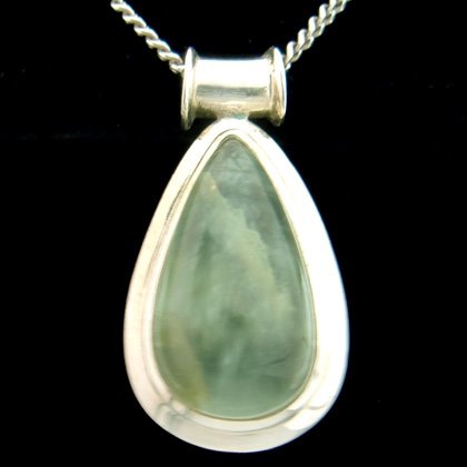 Jade & Silver Pendant - Teardrop 30mm