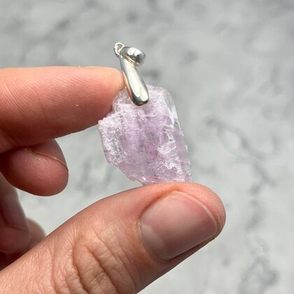 Kunzite Healing Crystal 925 Silver Pendant ~25mm