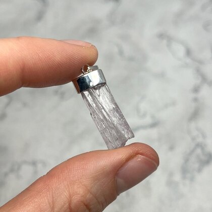 Kunzite Healing Crystal 925 Silver Pendant ~25mm
