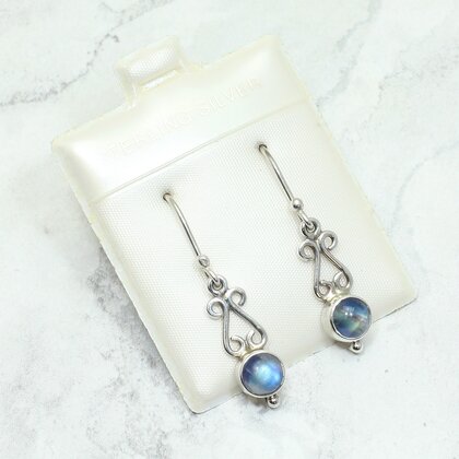 Labradorite 925 Silver Drop Earrings ~22mm