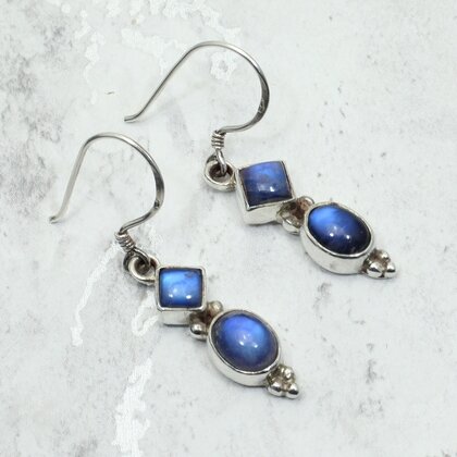 Labradorite 925 Silver Drop Earrings ~25mm