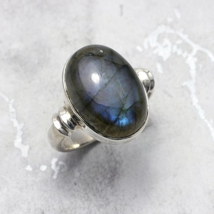 Labradorite & Silver Ring ~ 7.5 US Ring Size , P UK Ring Size