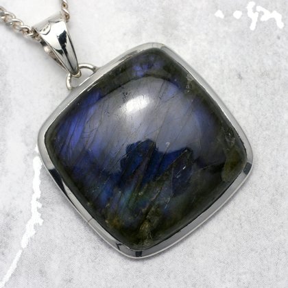 Labradorite & Silver Square Pendant ~27mm