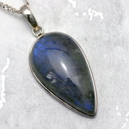 Labradorite & Silver Teardrop Pendant ~35mm