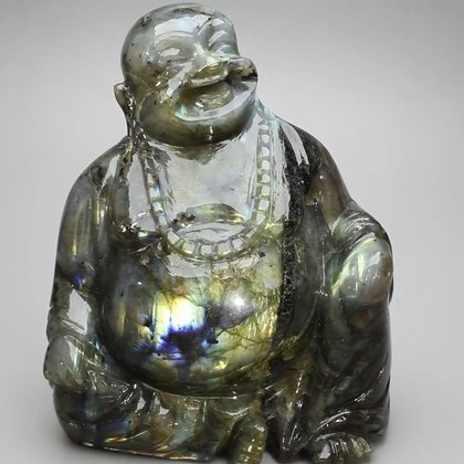 Labradorite Carved Sitting Buddha ~126mm