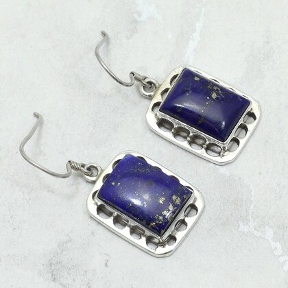 Lapis Lazuli 925 Silver Drop Earrings ~24mm