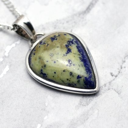 Lapis Lazuli & Silver Pendant - Droplet 28mm