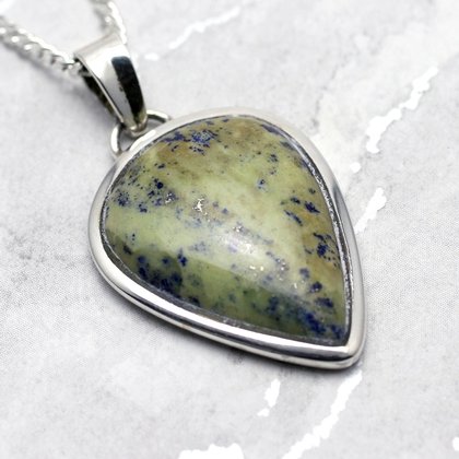 Lapis Lazuli & Silver Pendant - Droplet 30mm