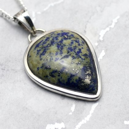 Lapis Lazuli & Silver Pendant - Droplet 30mm