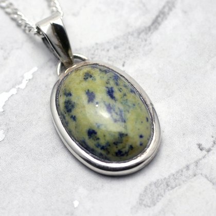 Lapis Lazuli & Silver Pendant - Oval 24mm