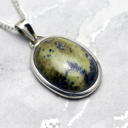 Lapis Lazuli & Silver Pendant - Oval 27 mm