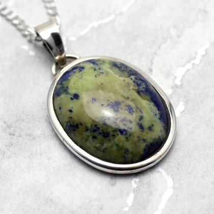 Lapis Lazuli & Silver Pendant - Oval 27mm