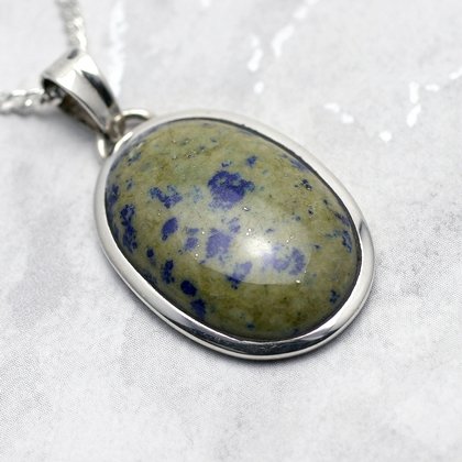 Lapis Lazuli & Silver Pendant - Oval 30mm