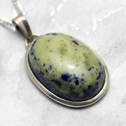 Lapis Lazuli & Silver Pendant - Oval 33mm