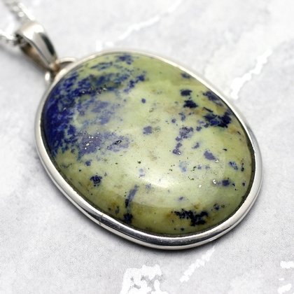 Lapis Lazuli & Silver Pendant - Oval 40mm