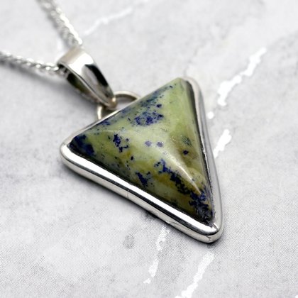 Lapis Lazuli & Silver Pendant - Triangle 22mm