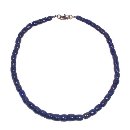 Lapis Lazuli Necklace - Polished Barrels with clasp - 19 inches