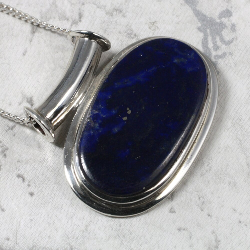 Sterling Silver Lapis Jumbo Oval Pendant