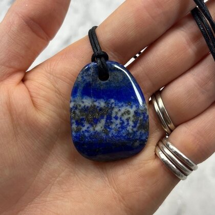 Lapis Lazuli Pendant & Wax Cotton Cord ~41 x 31mm