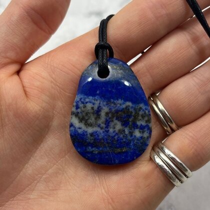 Lapis Lazuli Pendant & Wax Cotton Cord ~41 x 32mm