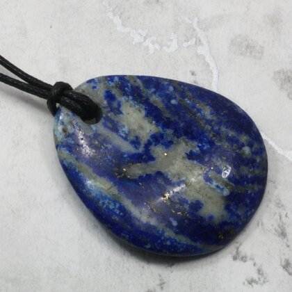 Lapis Lazuli Pendant & Wax Cotton Cord ~41x34mm