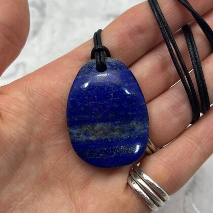 Lapis Lazuli Pendant & Wax Cotton Cord ~42 x 31mm