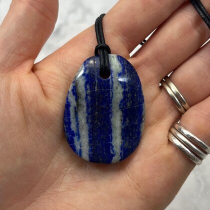 Lapis Lazuli Pendant & Wax Cotton Cord ~42 x 32mm
