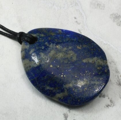 Lapis Lazuli Pendant & Wax Cotton Cord ~42x31mm