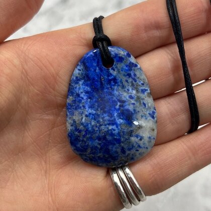 Lapis Lazuli Pendant & Wax Cotton Cord ~43 x 32mm
