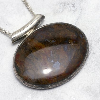 Large Pietersite & Silver Oval Pendant ~ 42mm