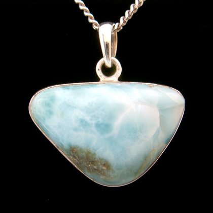 Larimar & Silver Pendant - Soft Triangle 30mm