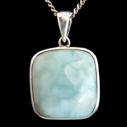 Larimar & Silver Pendant - Square 21mm