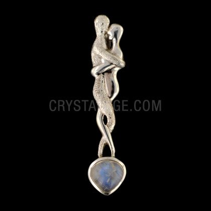 Lovers Silver Pendant with Moonstone Stone
