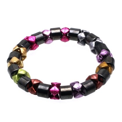 Magnetic Hematite Bracelet - Multi coloured Star Beads