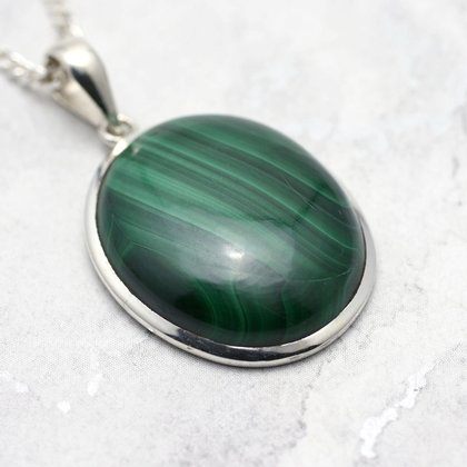 Malachite & Silver Pendant  ~27mm