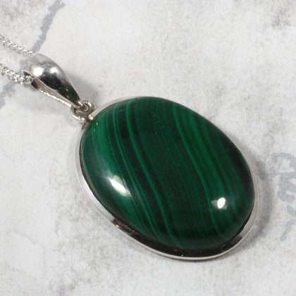 Malachite & Silver Pendant  ~29mm