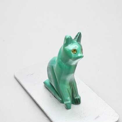 Malachite Crystal Cat  ~43x28mm
