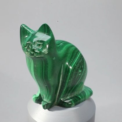 Malachite Crystal Cat  ~45X36mm