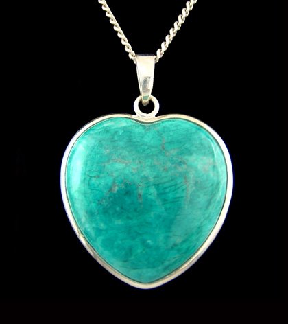 Malachite Howlite Silver Rim Heart Pendant