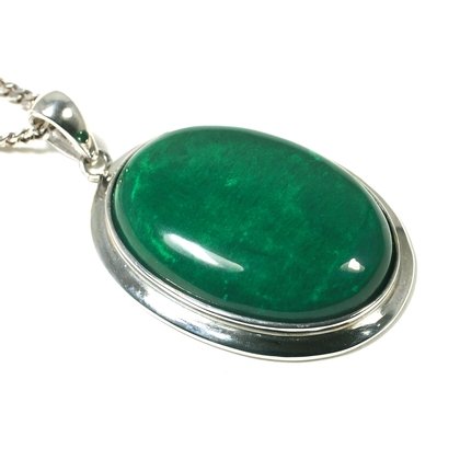 Malachite Howlite Silver Rim Oval Pendant