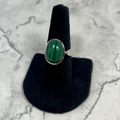 Malachite Oval 925 Sterling Silver Ring~9.75 US / T 1/4 UK