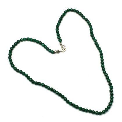 Malachite Polished Bead Necklace with clasp - 16 Inches