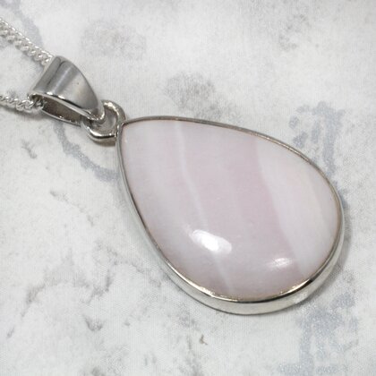 Mangano Calcite Teardrop 925 Silver Pendant ~25mm