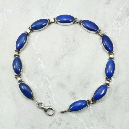 Lapis Lazuli 925 Sterling Silver Bracelet (Length 210mm)