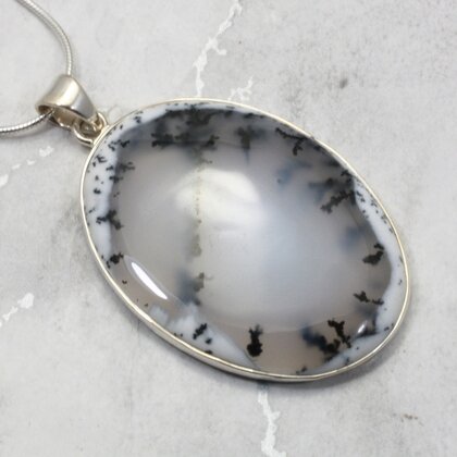 Merlinite Oval 925 Silver Pendant ~42mm