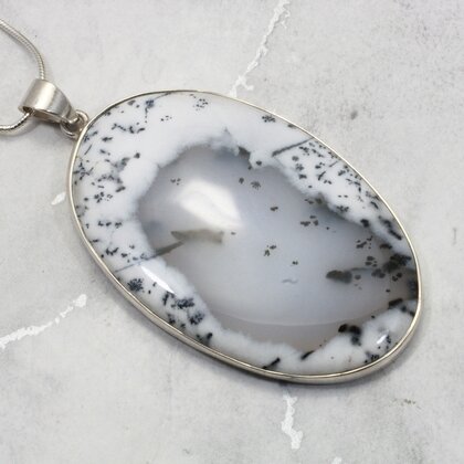 Merlinite Oval 925 Silver Pendant ~54mm