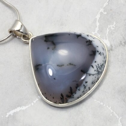 Merlinite Teardrop 925 Silver Pendant ~29mm