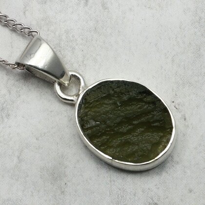 Moldavite 925 Sterling Silver Pendant  ~15mm